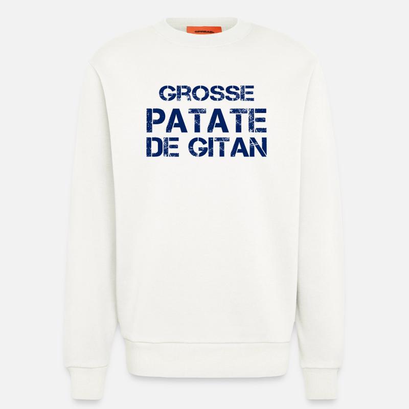 Grosse Patate de Gitan (bleu) - Sweat bio décontracté fabriqué en UE - OFF WHITE