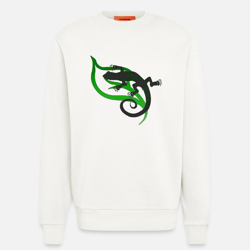 coole eidechsenmotive, Eidechsentribal - Sweatshirt - made by SPREAD  - OFF WHITE