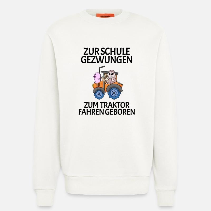 Schule Einschulung Traktor Geschenk Lustig - Sweatshirt - made by SPREAD  - OFF WHITE
