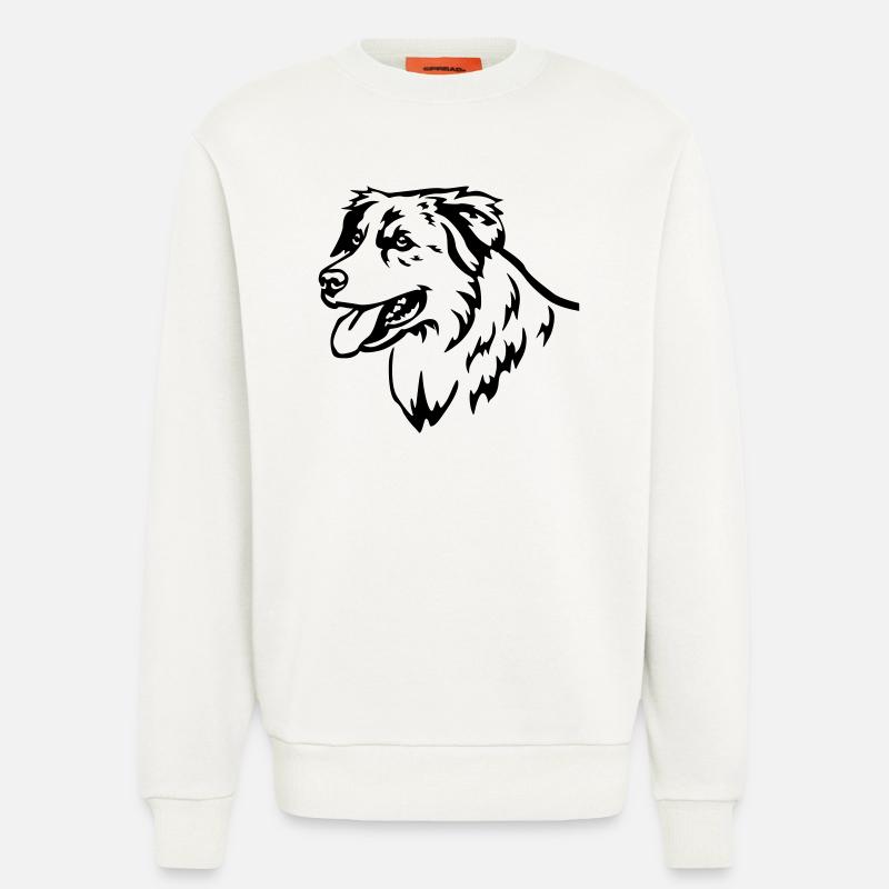 Australian Shepherd Kopf - Sweatshirt - made by SPREAD  - OFF WHITE