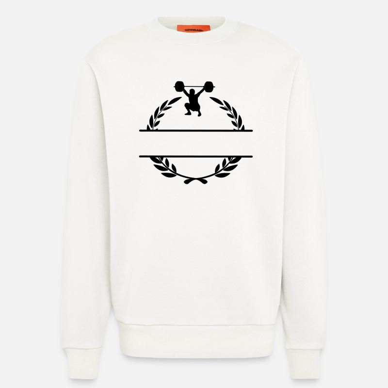 Haltérophile en couronne de laurier - Sweat bio décontracté fabriqué en UE - OFF WHITE
