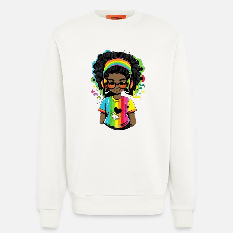 Leuchtender Reggae-Pullover mit Rainbow-Design - Sweatshirt - made by SPREAD  - OFF WHITE