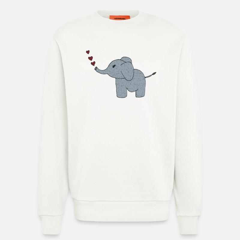 elefant gewebe mit herzen - Sweatshirt - made by SPREAD  - OFF WHITE