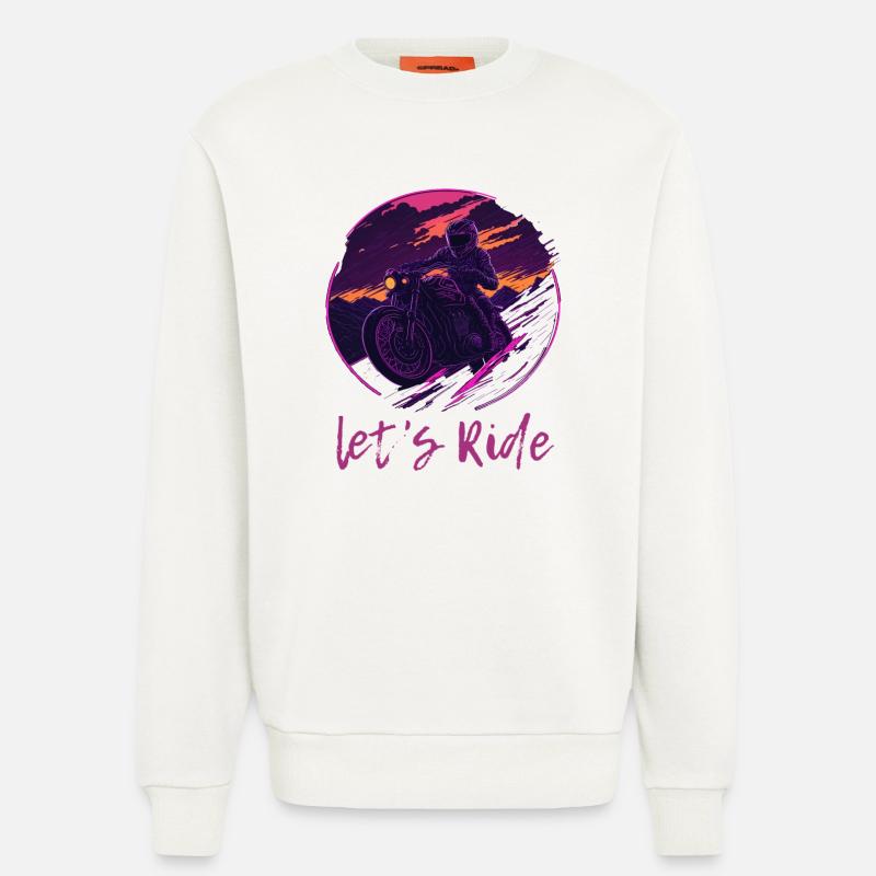 Let's Ride Synthwave Motorradfahrer - Sweatshirt - made by SPREAD  - OFF WHITE