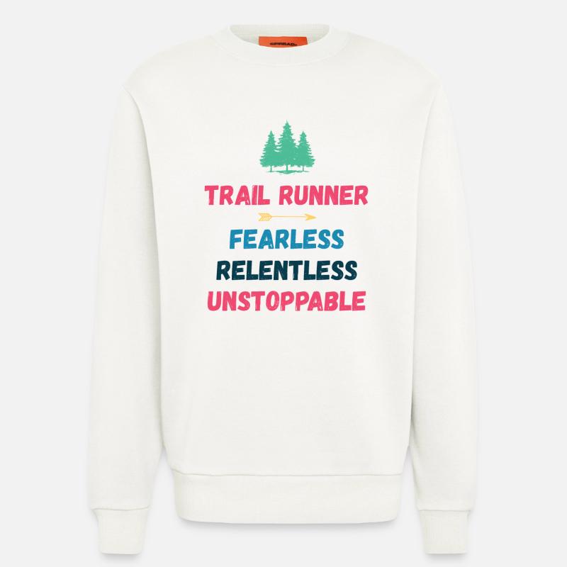 Trail Runner - Intrépide. Implacable. Imparable. - Sweat bio décontracté fabriqué en UE - OFF WHITE