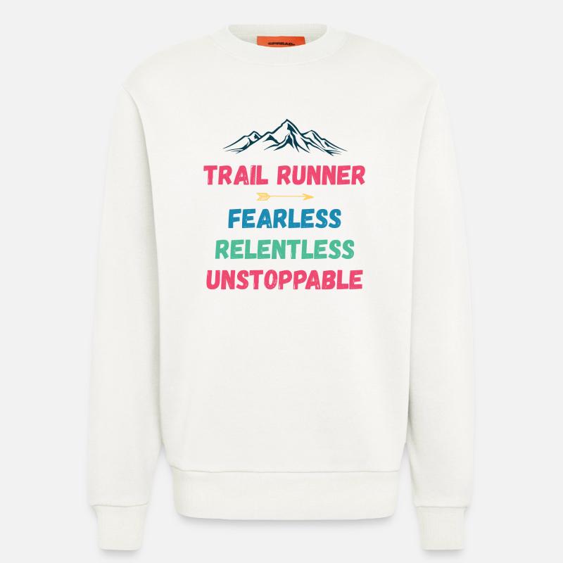 Trail Runner - Intrépide. Implacable. Imparable. - Sweat bio décontracté fabriqué en UE - OFF WHITE