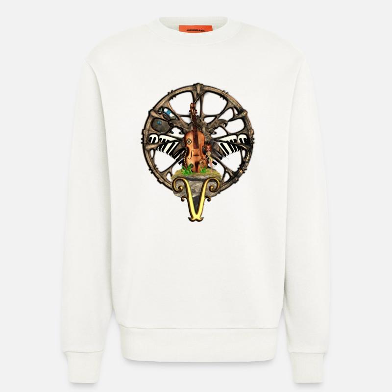 Violon steampunk avec petite fée - Sweat bio décontracté fabriqué en UE - OFF WHITE