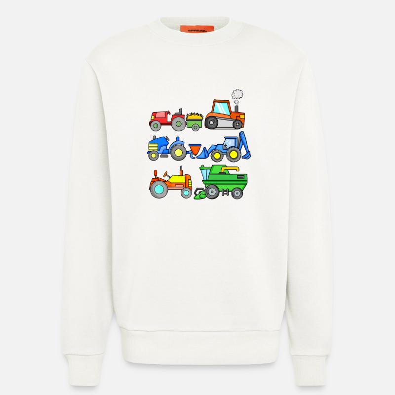 Construction site vehicles - Sweatshirt - made by SPREAD  - OFF WHITE