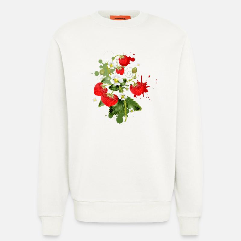 Erdbeeren Pflanze mit Erdbeeren Blüte Graffiti - Sweatshirt - made by SPREAD - OFF WHITE