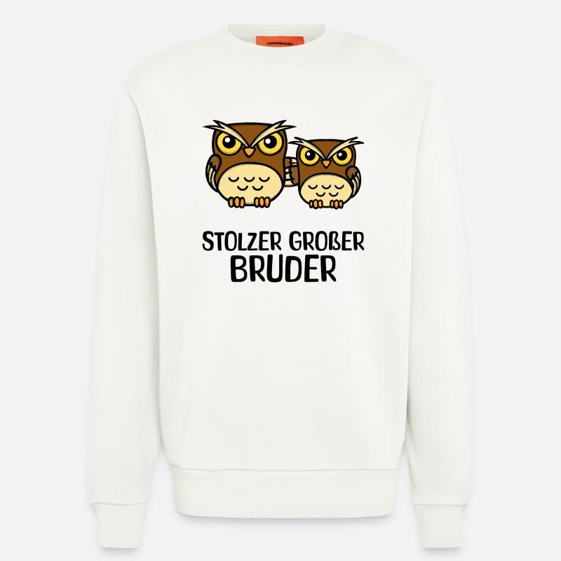 Großer Bruder Statement Eule Geschwisterliebe - Sweatshirt - made by SPREAD  - OFF WHITE