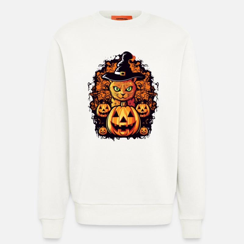 Conception d’Halloween Cat Magic - Sweat bio décontracté fabriqué en UE - OFF WHITE