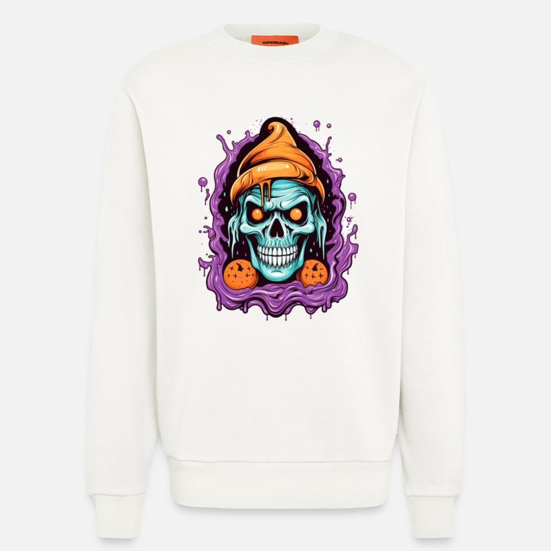 Graffiti Skull with Halloween Elements - Sweatshirt - made by SPREAD - OFF WHITE