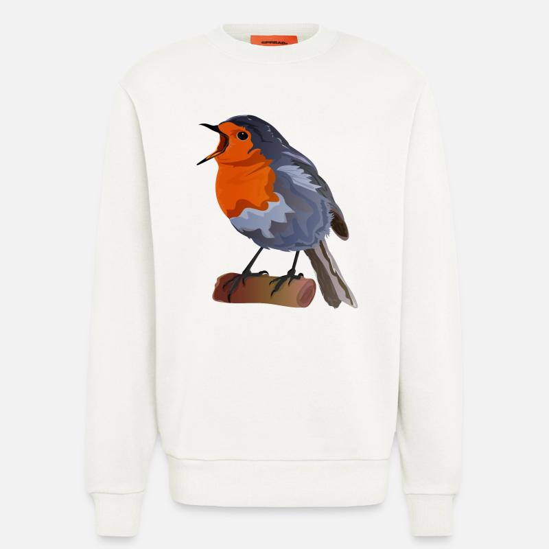 Robin Bird Illustration über Textil - Sweatshirt - made by SPREAD - OFF WHITE