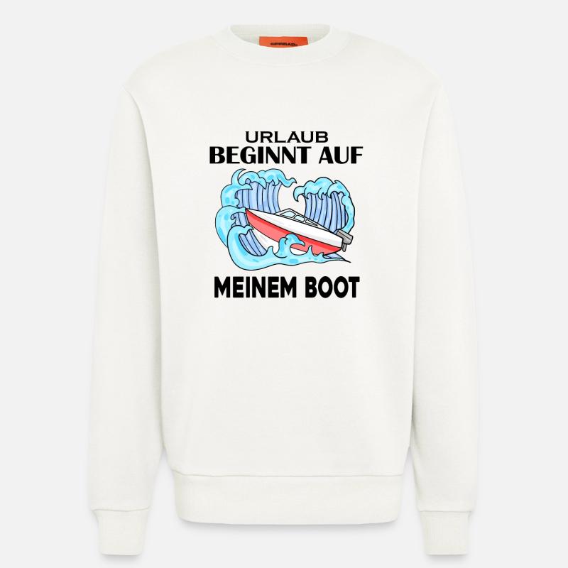 Urlaub Boot Spruch - Sweatshirt - made by SPREAD - OFF WHITE