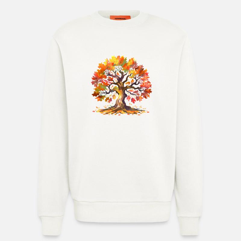 Eiche mit Herbstlaub Aquarell - Sweatshirt - made by SPREAD  - OFF WHITE