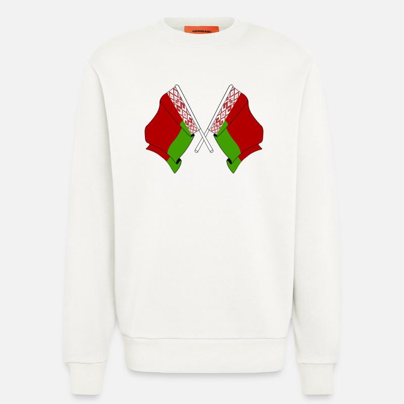 Deux drapeaux croisés de Russie blanche - Sweat bio décontracté fabriqué en UE - OFF WHITE