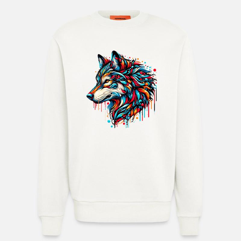 Wolf - Sweatshirt - made by SPREAD  - OFF WHITE