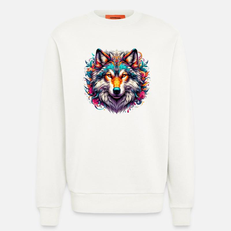 Wolf - Sweatshirt - made by SPREAD  - OFF WHITE