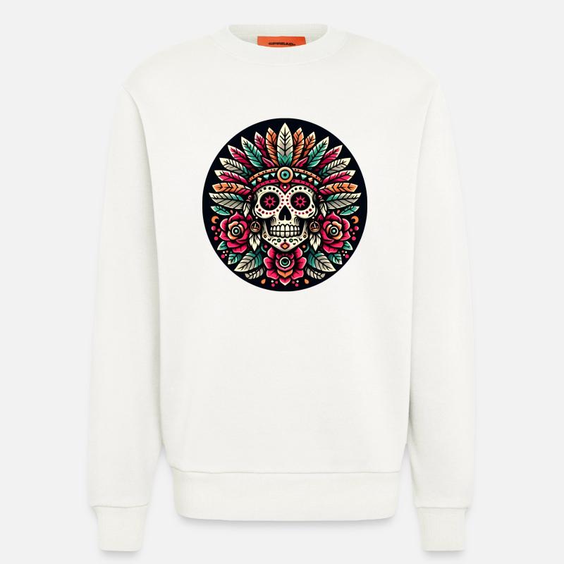 Maya Skull 2 - Sweatshirt - made by SPREAD  - OFF WHITE