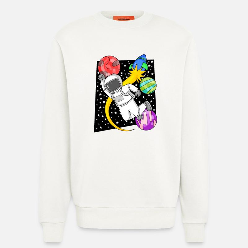 Astronaut Motif Outer Space - Sweatshirt - made by SPREAD  - OFF WHITE
