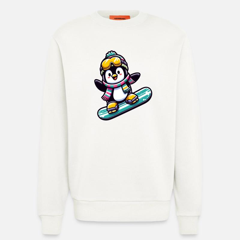 Snowboard Star: Der gleitende Pinguin - Sweatshirt - made by SPREAD  - OFF WHITE