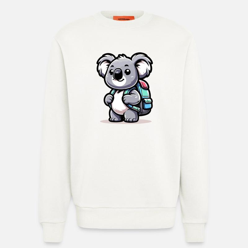 Backpacker Koala : le compagnon globe-trotter - Sweat bio décontracté fabriqué en UE - OFF WHITE