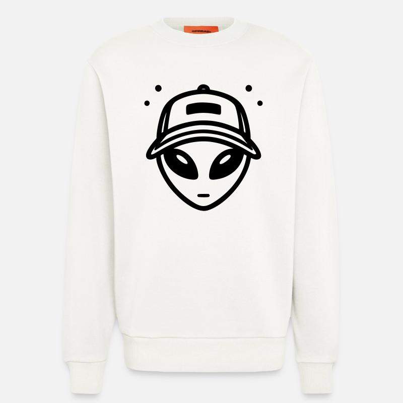 Alien with trucker cap - Sweatshirt - made by SPREAD  - OFF WHITE