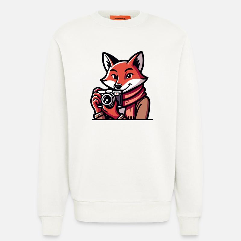 Shutter Fox : l’aventurier de l’instantané - Sweat bio décontracté fabriqué en UE - OFF WHITE