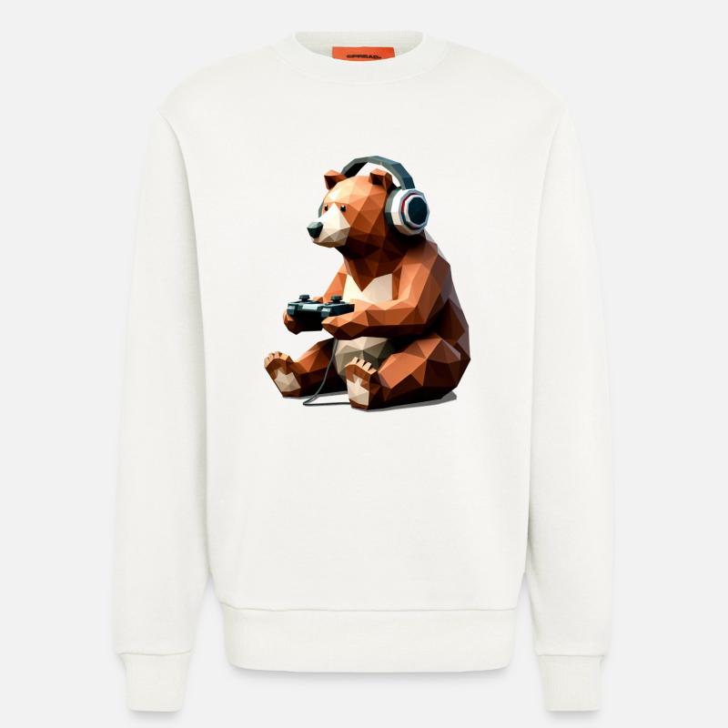 Gaming Bär mit Headset & Controller - Sweatshirt - made by SPREAD  - OFF WHITE