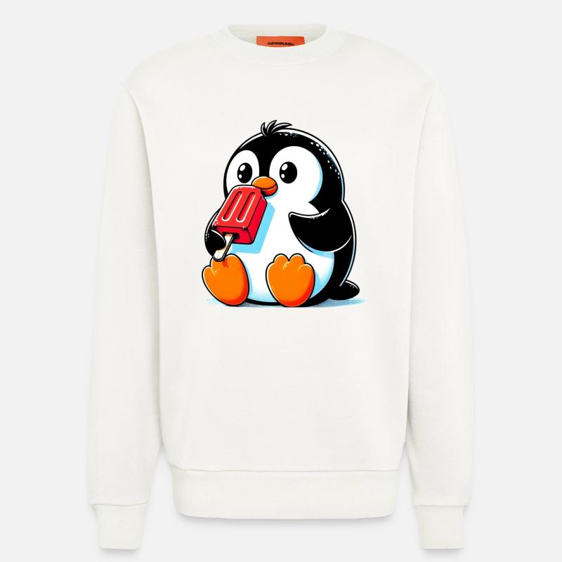 Pinguin isst ein Eis am Stiel - Sweatshirt - made by SPREAD - OFF WHITE