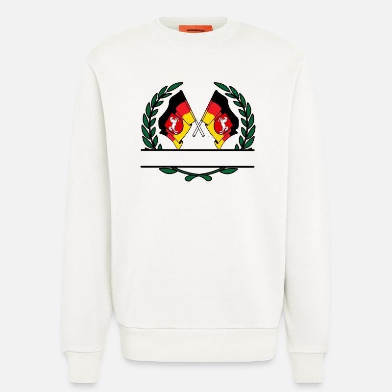 Drapeaux Basse-Saxe couronne de laurier bannière - Sweat bio décontracté fabriqué en UE - OFF WHITE