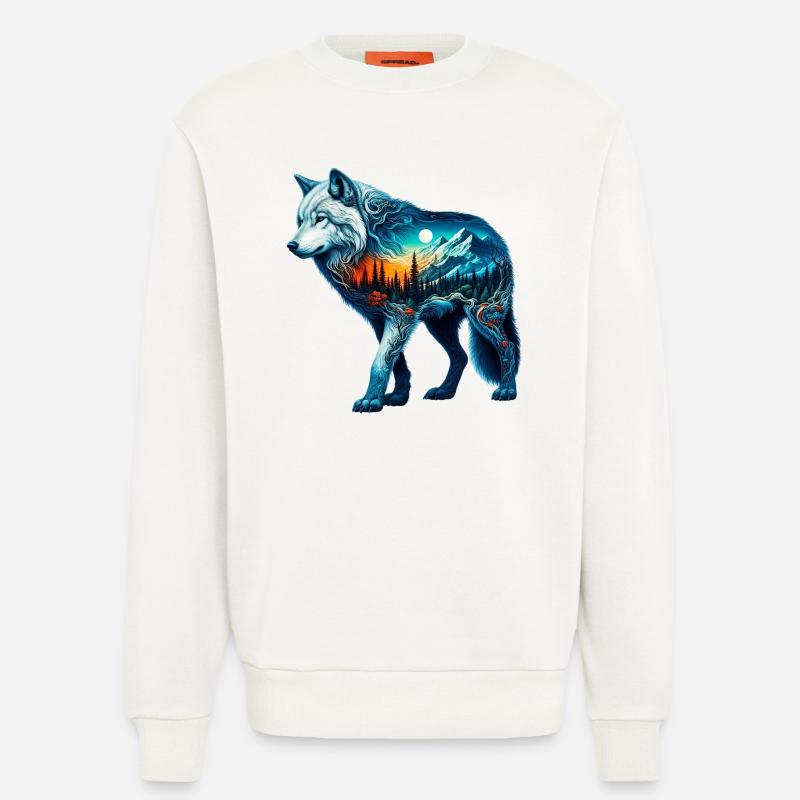 Wolf - Sweatshirt - made by SPREAD  - OFF WHITE