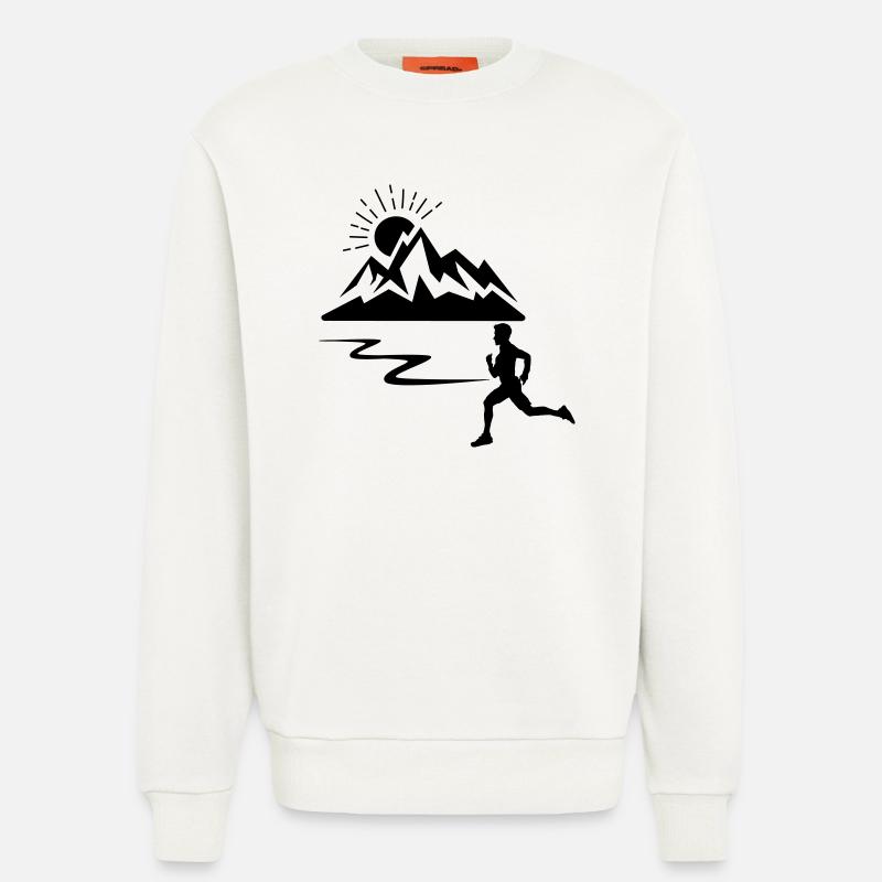 Läufer Mann mit Bergen - Sweatshirt - made by SPREAD  - OFF WHITE