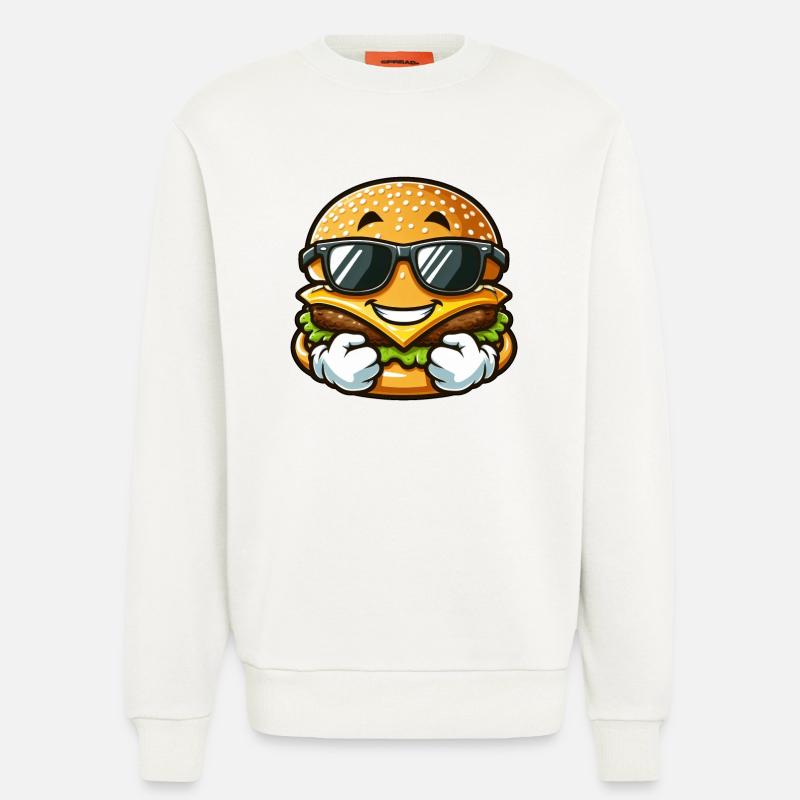Cooler Hamburger Cheeseburger mit Sonnenbrille - Sweatshirt - made by SPREAD  - OFF WHITE