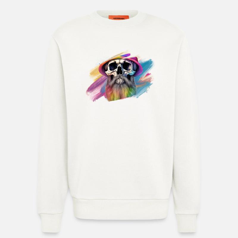 Bunte Regenbogen-Totenkopf-Designe - Sweatshirt - made by SPREAD  - OFF WHITE
