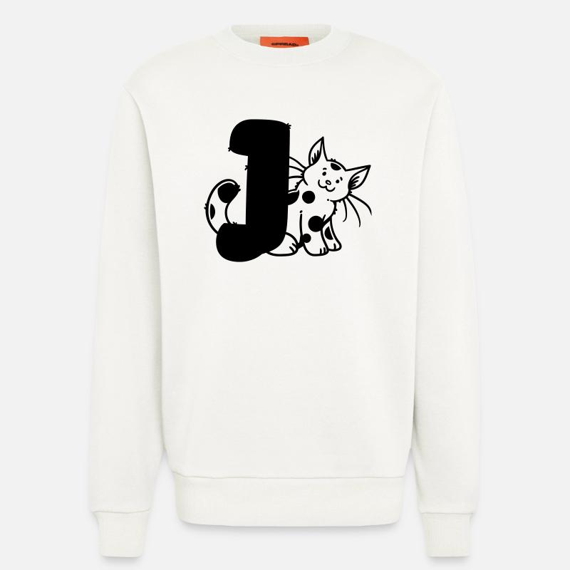 Katze Buchstabe J - Sweatshirt - made by SPREAD  - OFF WHITE