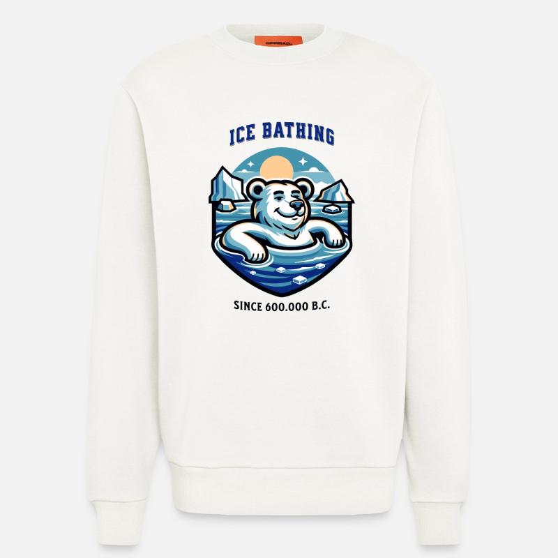 relaxter Eisbär beim Eisbaden lustiger Spruch - Sweatshirt - made by SPREAD  - OFF WHITE