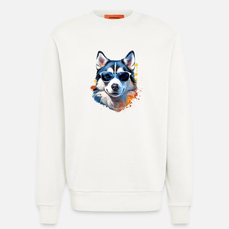 Husky mit Sonnenbrille - Sweatshirt - made by SPREAD - OFF WHITE