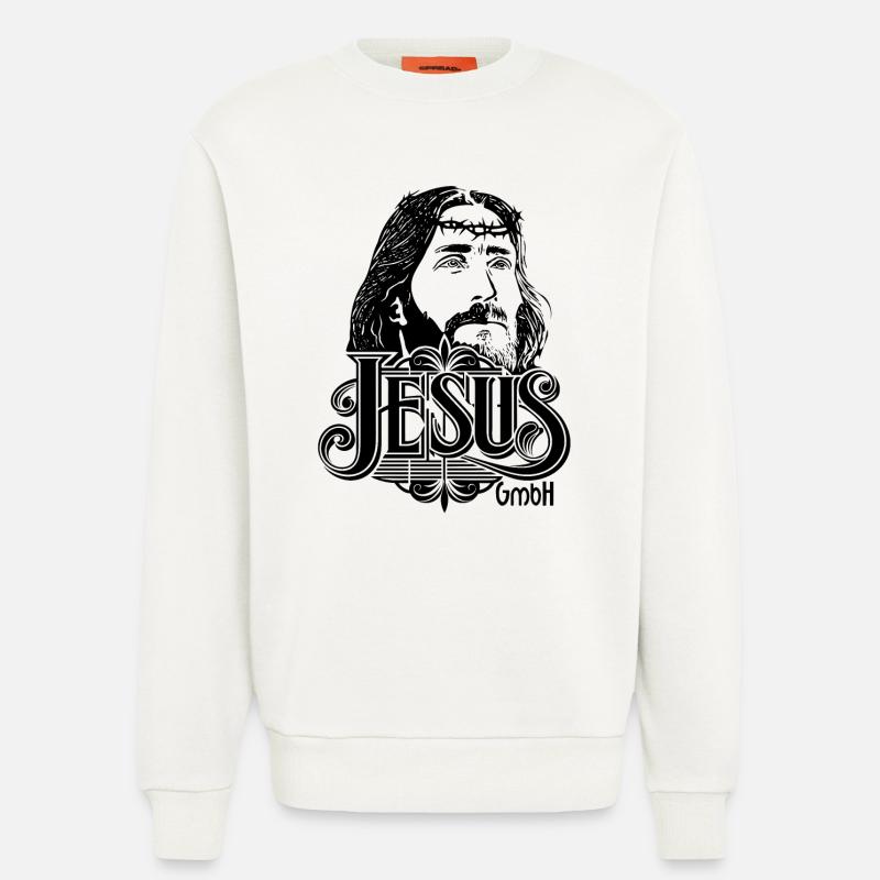 Jesus Head with Writing 2 - Sweatshirt - made by SPREAD  - OFF WHITE
