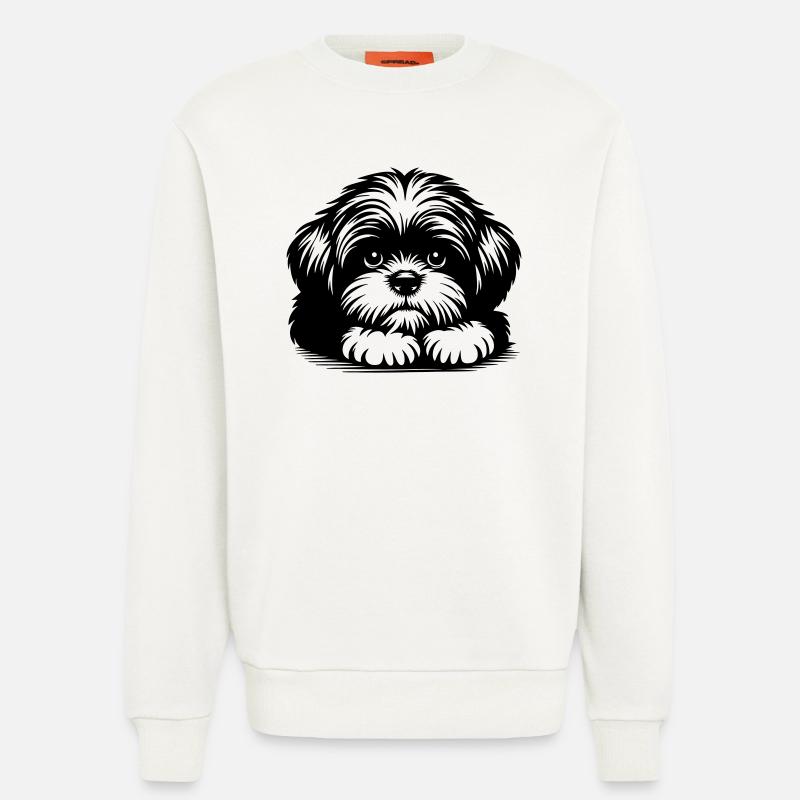 Shih Tzu Head with Paws - Sweatshirt - made by SPREAD  - OFF WHITE