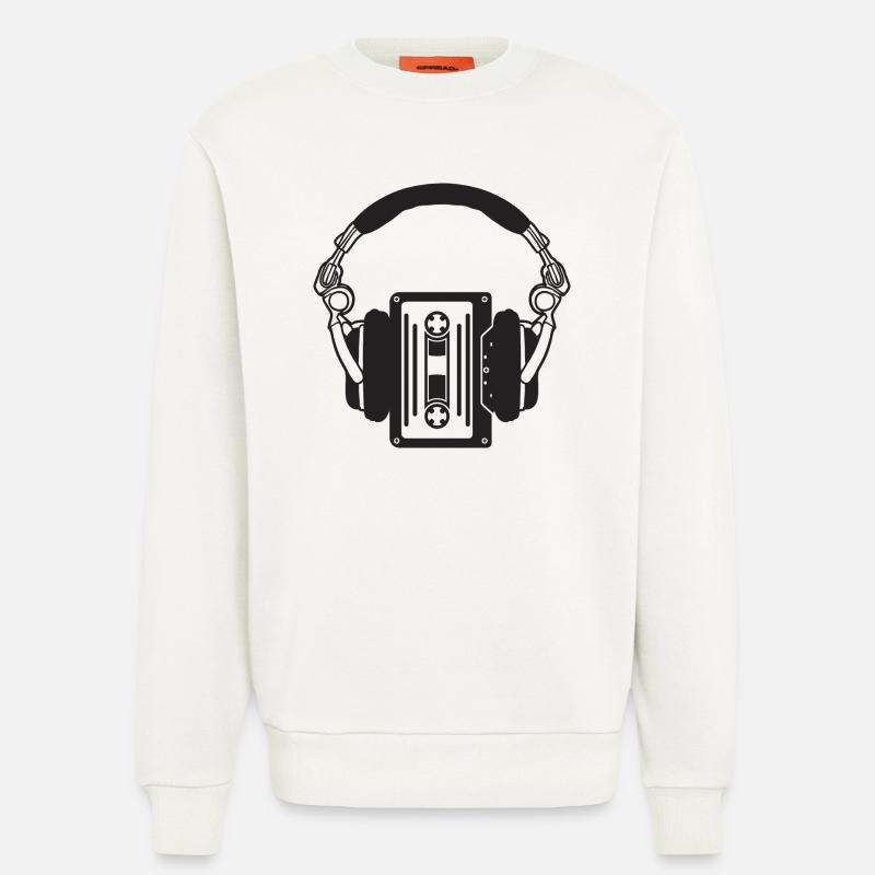 Retro-Kopfhörer mit Boho-Kassetten - Sweatshirt - made by SPREAD  - OFF WHITE