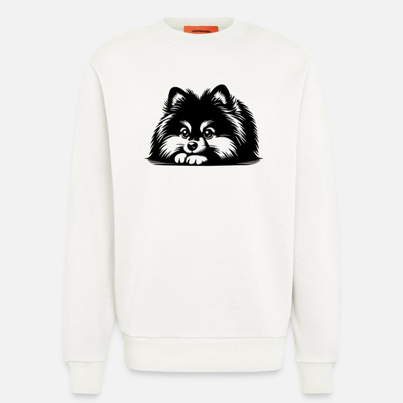 Zwergspitz Kopf mit Pfoten - Sweatshirt - made by SPREAD - OFF WHITE