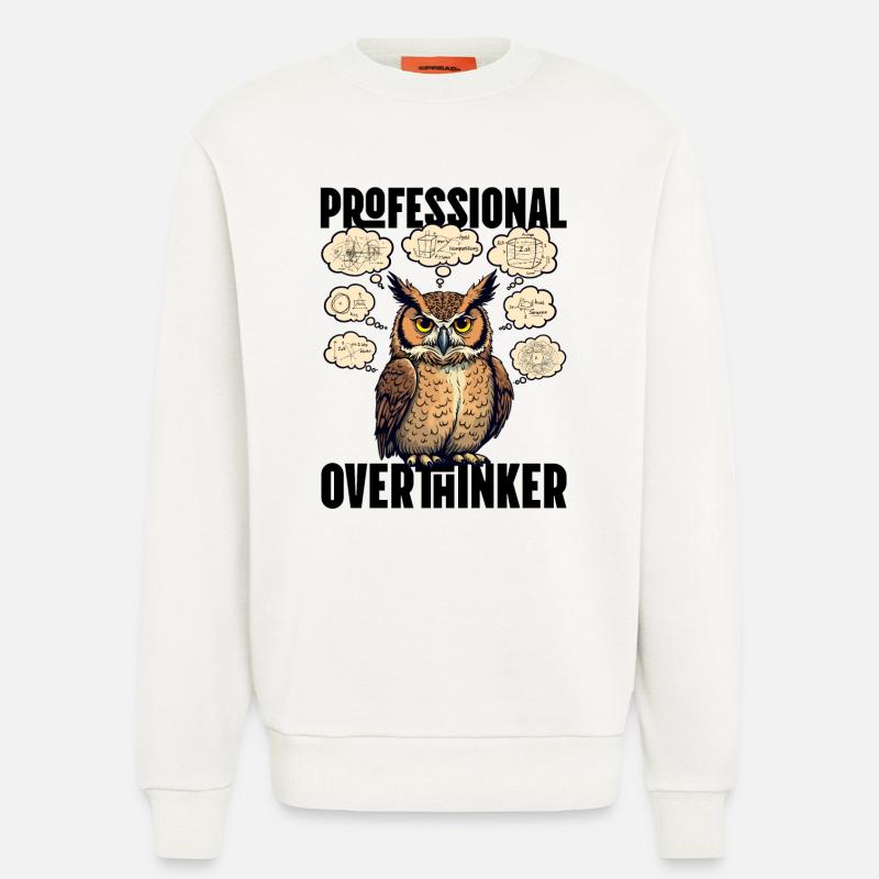 Professional Overthinker – Eule mit Gedankenblasen - Sweatshirt - made by SPREAD - OFF WHITE
