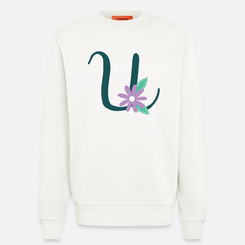 Eleganter Buchstabe 'U' mit Blumen - Sweatshirt - made by SPREAD  - OFF WHITE