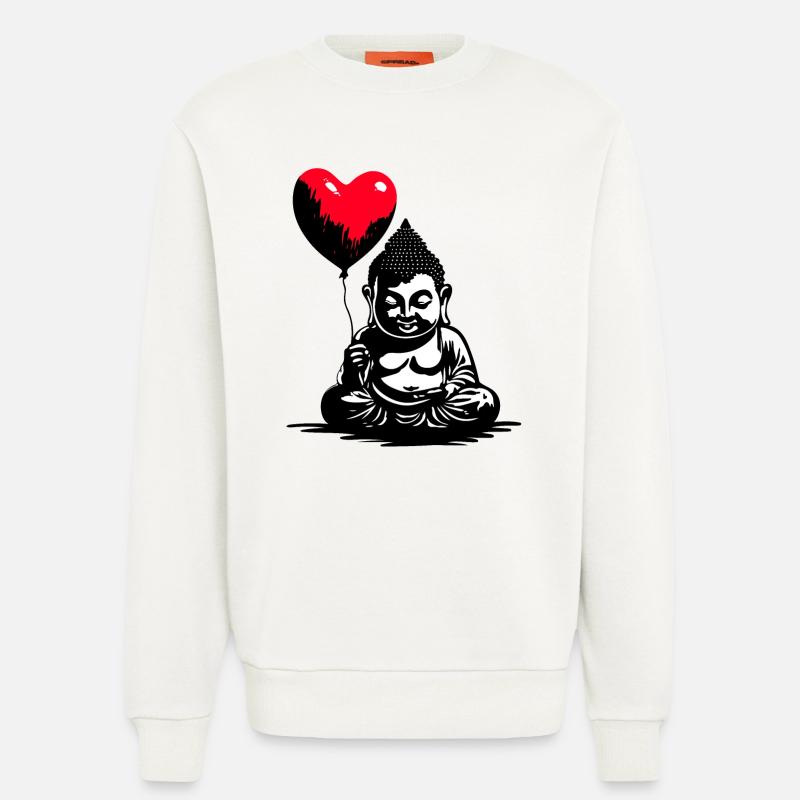 Buddha mit Herz Luftballon - Heartful Creatures - Sweatshirt - made by SPREAD - OFF WHITE
