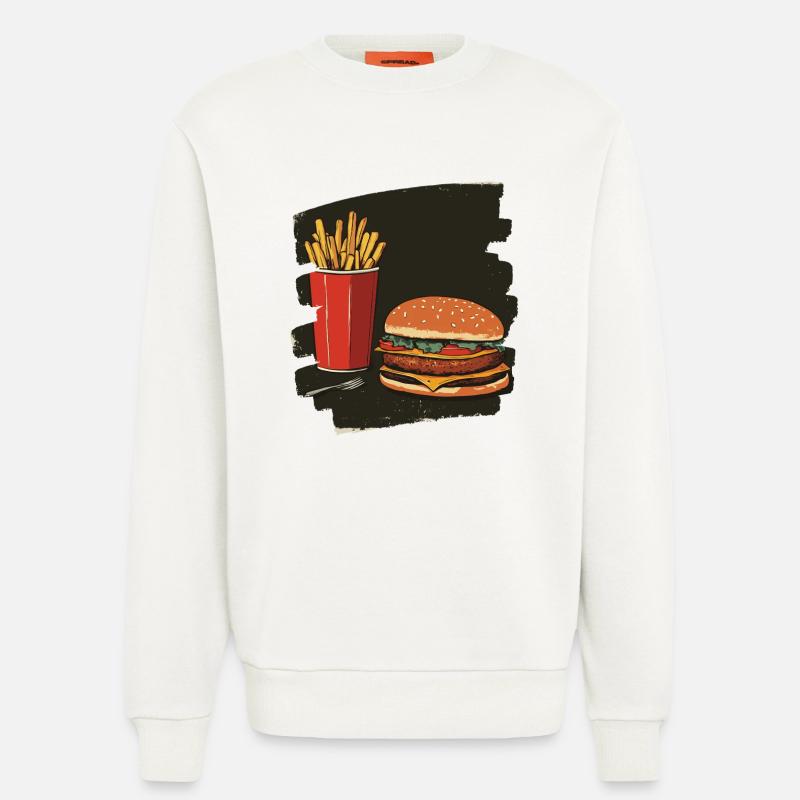 Burger und Fritten Retro - Sweatshirt - made by SPREAD  - OFF WHITE