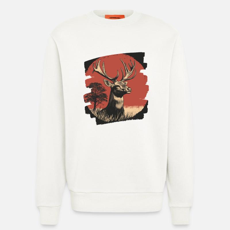 Hirsch mit Geweih - Sweatshirt - made by SPREAD  - OFF WHITE