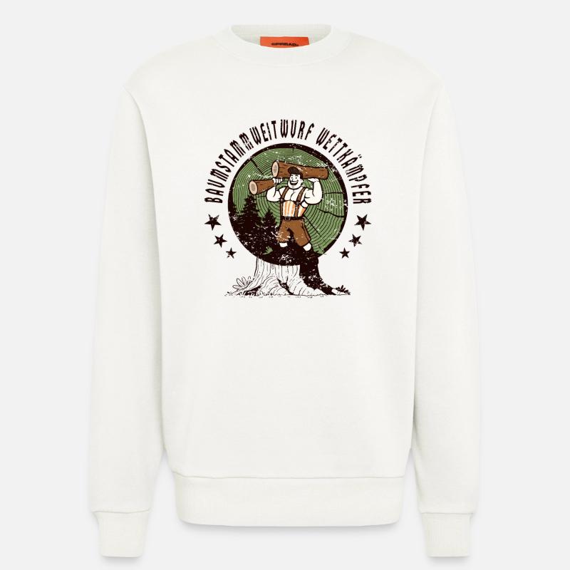 Compétiteurs de lancer de tronc d’arbre - Sweat bio décontracté fabriqué en UE - OFF WHITE