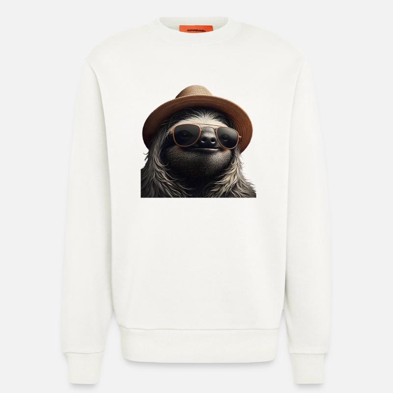 Faultier mit Hut und Sonnenbrille - Sweatshirt - made by SPREAD  - OFF WHITE