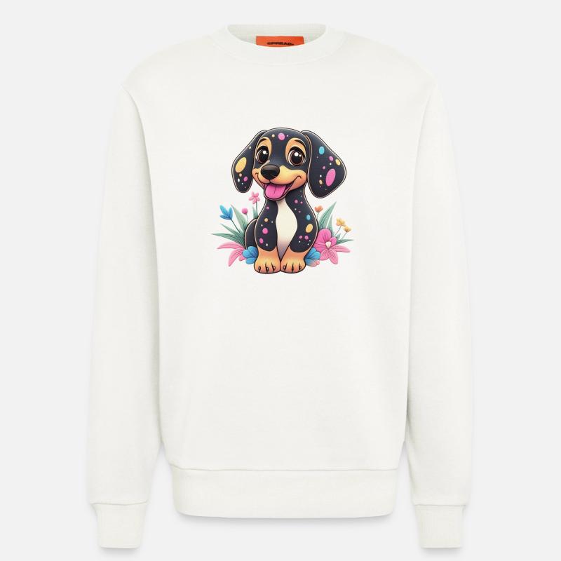 Entzückender Dackel Stickstil - Sweatshirt - made by SPREAD  - OFF WHITE